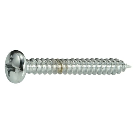 Midwest Fastener Sheet Metal Screw, #8 x 1-1/4 in, Chrome Plated Steel Pan Head Phillips Drive, 10 PK 34687